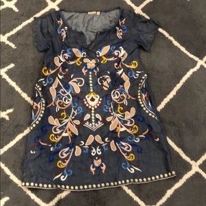 Denim embroidered dress